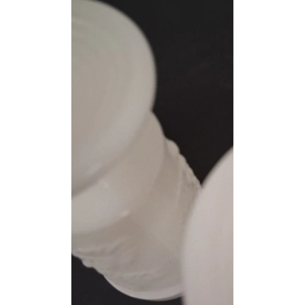 3 Vintage Anchor Hocking White Milk Glass Footed Tumbler Goblet Grape Vine